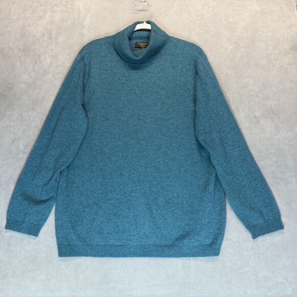 Charter Club Luxury 100% Cashmere Turtleneck Sweater Womens Size 3X Teal Blue - Picture 1 of 5